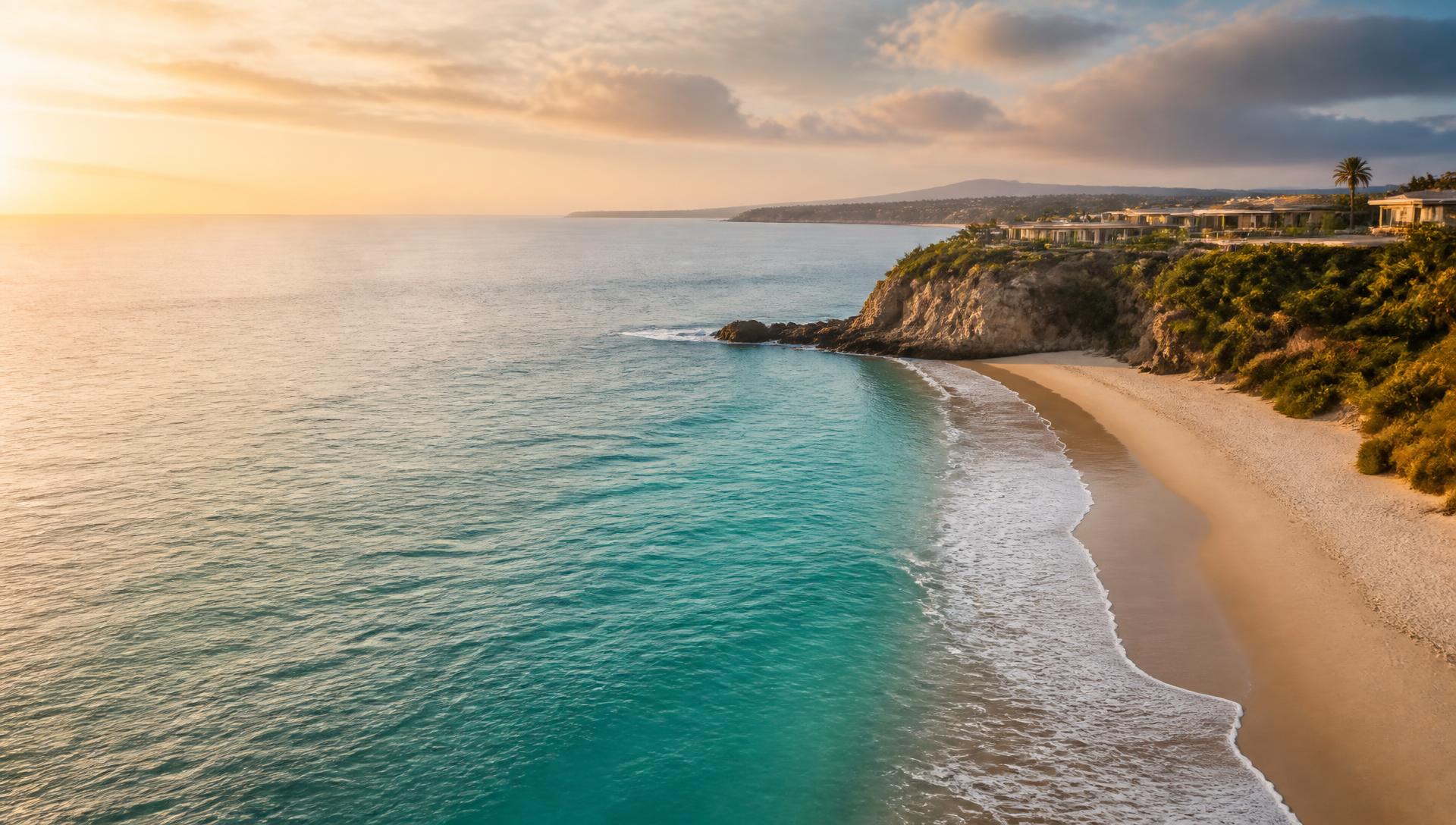 Quiet luxury coastline at golden hour